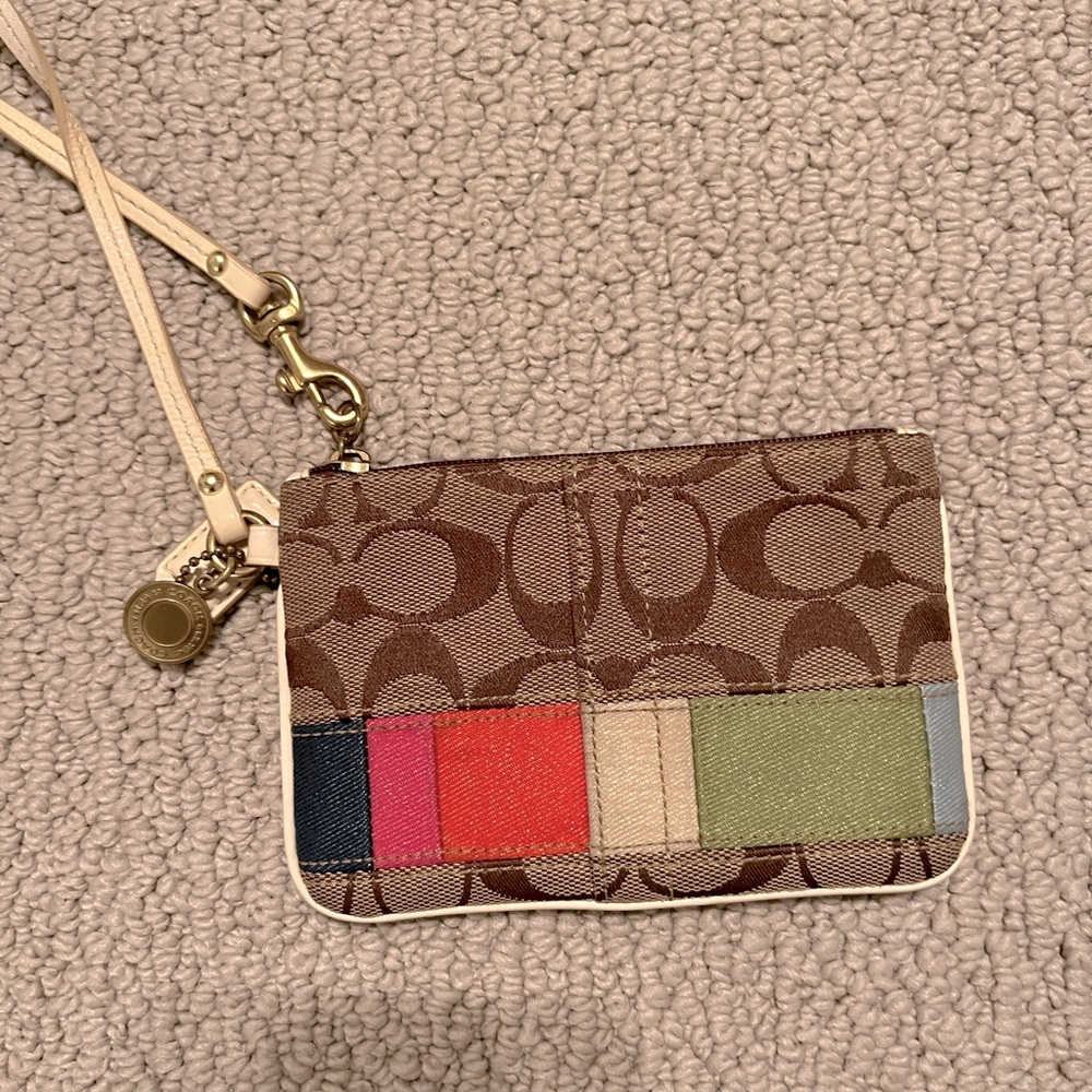 Coach Corner Zip Wristlet Y2K Multi Color Rainbow